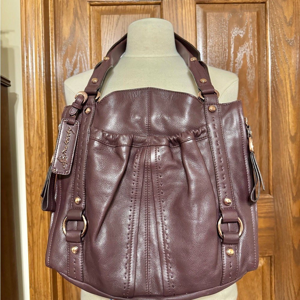Pre-owned B. Makowsky burgundy leatherdouble strap shoulder bag